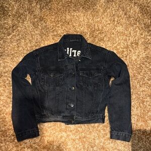 Black Brandy Melville Denim Jacket with 'Darling' Embroidery